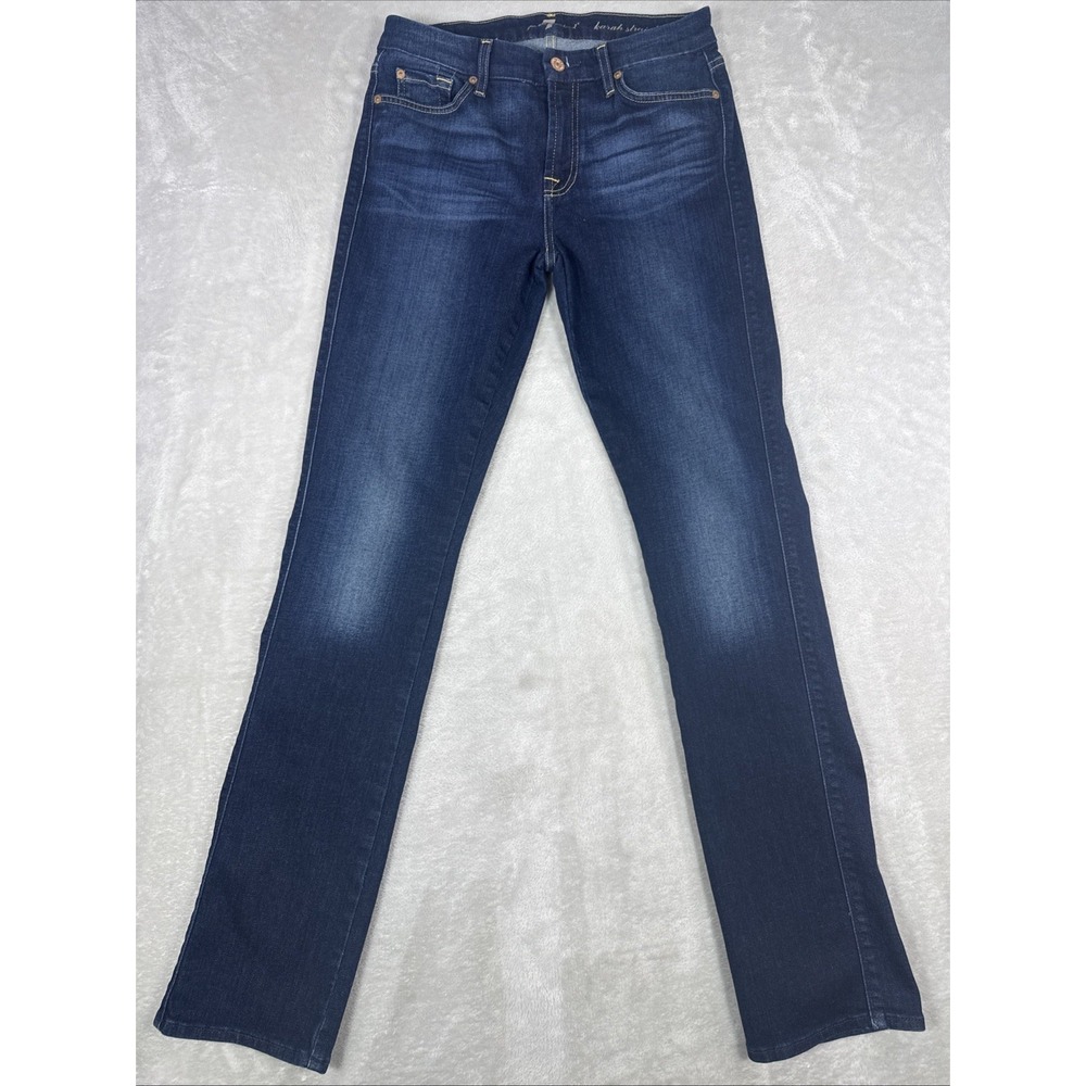 7 For All Mankind Jeans Womens 28X32 Blue Karah Straight Leg Stretch Denim Dark